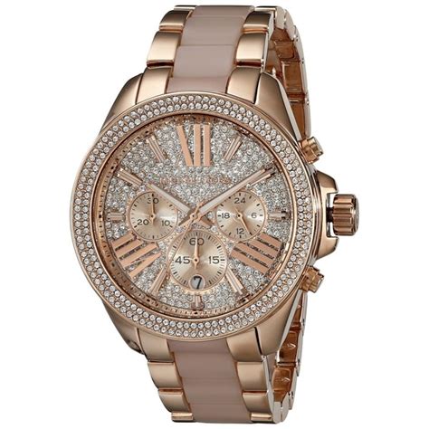 Michael Kors Wren Rose Gold Crystal Glitz Chronograph 42mm 